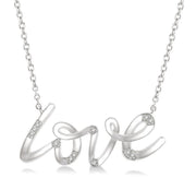 1/20 Ctw Love Scribed Round Cut Diamond Pendant With Chain in Sterling Silver