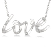 1/20 Ctw Love Scribed Round Cut Diamond Pendant With Chain in Sterling Silver