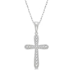 Load image into Gallery viewer, 1/6 Ctw Round Cut Diamond Cross Pendant With Chain in 14K White Gold