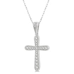 Load image into Gallery viewer, 1/6 Ctw Round Cut Diamond Cross Pendant With Chain in 14K White Gold