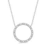 Load image into Gallery viewer, 1/2 Ctw Circle Baguette and Round Cut Diamond Pendant With Chain in 14K White Gold