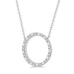 Load image into Gallery viewer, 1/2 Ctw Circle Baguette and Round Cut Diamond Pendant With Chain in 14K White Gold