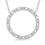 Load image into Gallery viewer, 1/2 Ctw Circle Baguette and Round Cut Diamond Pendant With Chain in 14K White Gold