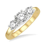 Load image into Gallery viewer, 1 Ctw Round Cut Diamond Three-Stone Ring in 14K Yellow and White Gold