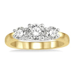 Load image into Gallery viewer, 1 Ctw Round Cut Diamond Three-Stone Ring in 14K Yellow and White Gold