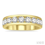 1 1/2 ctw Channel Set 11 Stone Round Cut Diamond Wedding Band in 14K Yellow Gold