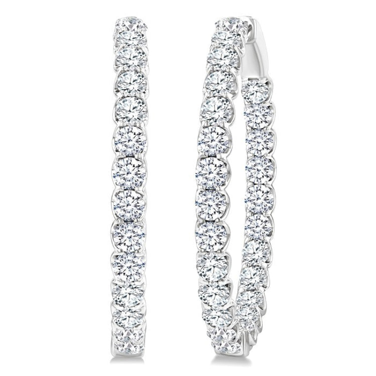 5 Ctw Inside-Out Round Cut Diamond Oval Shape Hoop Earrings in 14K White Gold