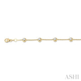 1 Ctw Circular Mount Round Cut Diamond Station Bracelet in 14K Yellow Gold