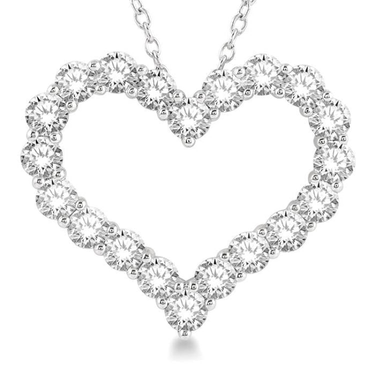 4 Ctw Heart Shape Round Cut Diamond Pendant With Chain in 14K White Gold