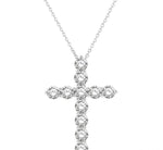 Load image into Gallery viewer, 3 Ctw Round Cut Diamond Cross Pendant in 14K White Gold with Chain