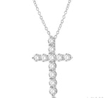 Load image into Gallery viewer, 3 Ctw Round Cut Diamond Cross Pendant in 14K White Gold with Chain