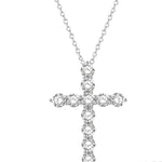 Load image into Gallery viewer, 4 Ctw Round Cut Diamond Cross Pendant in 14K White Gold with Chain