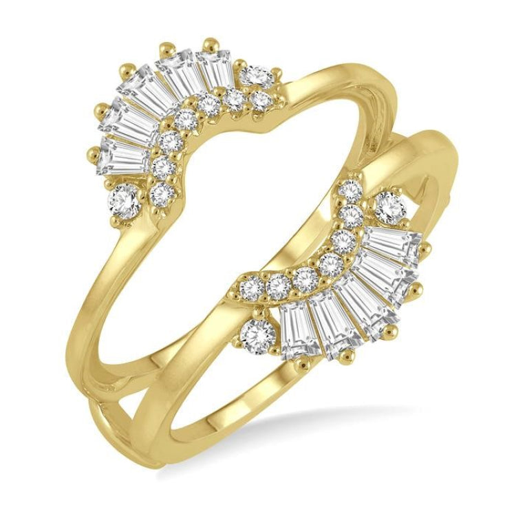 1/2 Ctw Baguette and Round Cut Diamond Tiara Insert Ring in 14K Yellow Gold