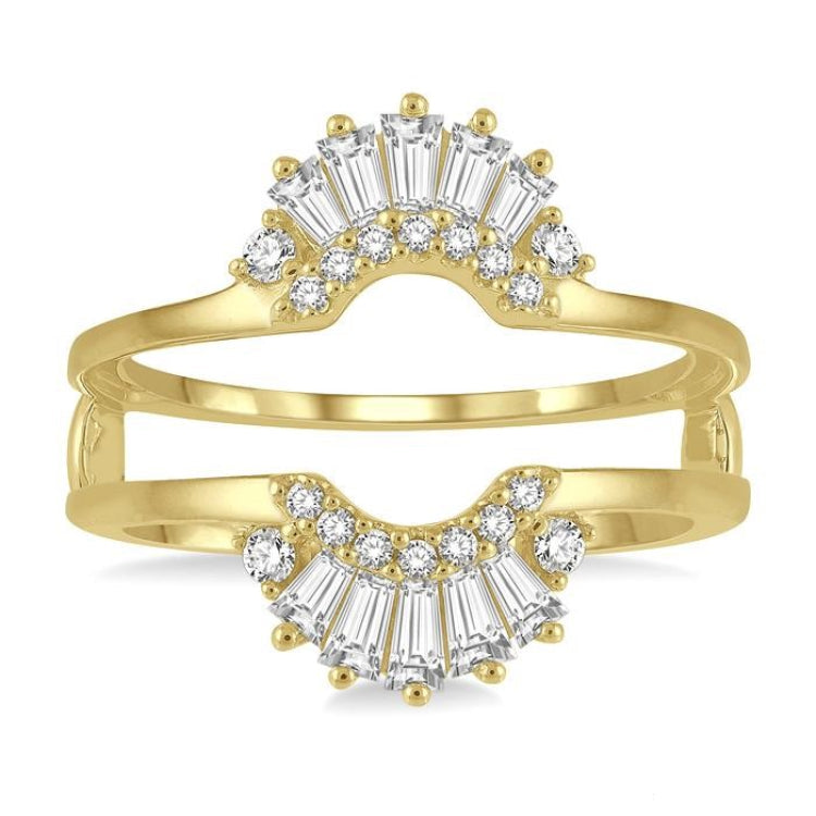 1/2 Ctw Baguette and Round Cut Diamond Tiara Insert Ring in 14K Yellow Gold