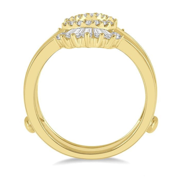 1/2 Ctw Baguette and Round Cut Diamond Tiara Insert Ring in 14K Yellow Gold