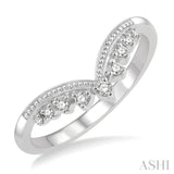 1/10 Ctw Chevron Round Cut Diamond Highlighted Wedding Ring in 14K White Gold