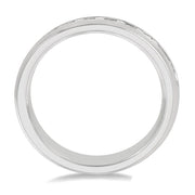 1 Ctw Niched Center Round Cut Diamond Men's Wedding Band in 14K White Gold