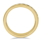 1 Ctw Niched Center Round Cut Diamond Men's Wedding Band in 14K Yellow Gold