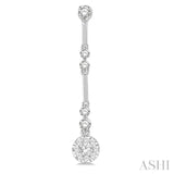3/4 Ctw Tri-Section Lovebright Round Cut Diamond Bar Link Earrings in 14K White Gold