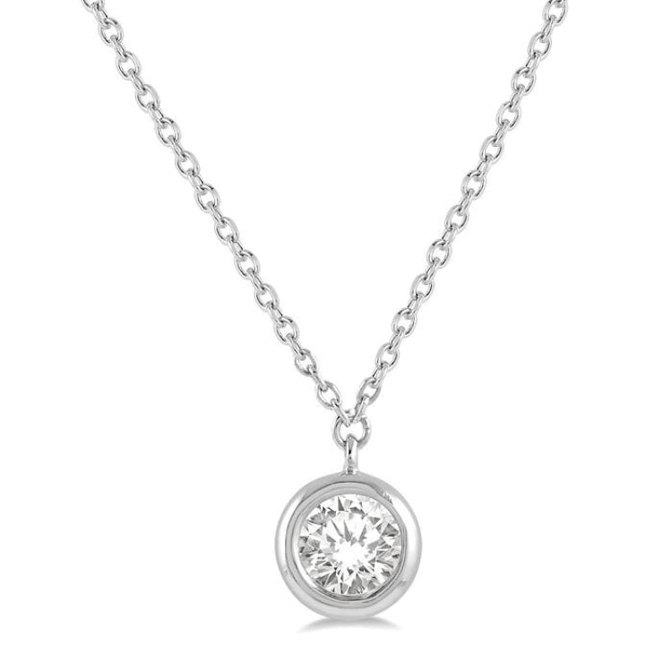 1/3 Ctw Round Cut Diamond Pendant With Chain in 14K White Gold
