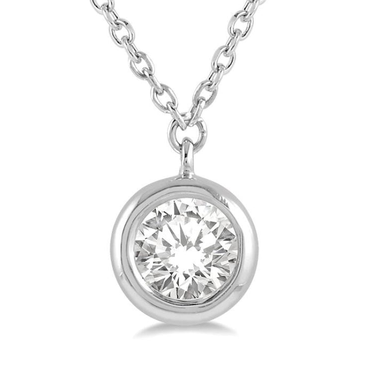 1/3 Ctw Round Cut Diamond Pendant With Chain in 14K White Gold