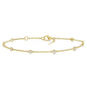 1/4 Ctw Circular Mount Round Cut Diamond Station Bracelet in 14K Yellow Gold