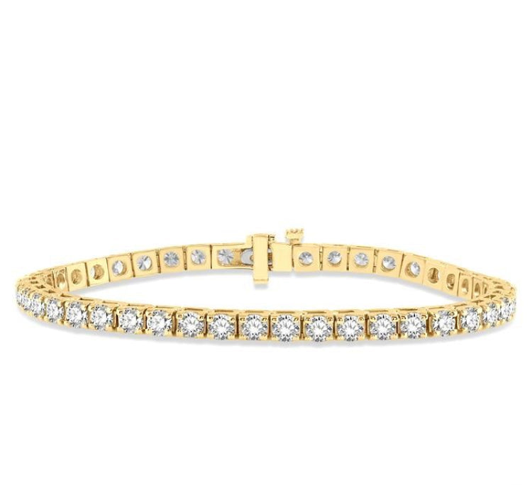 7 Ctw Square Shape Round Cut Diamond Tennis Bracelet in 14K Yellow Gold