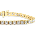 Load image into Gallery viewer, 7 Ctw Square Shape Round Cut Diamond Tennis Bracelet in 14K Yellow Gold
