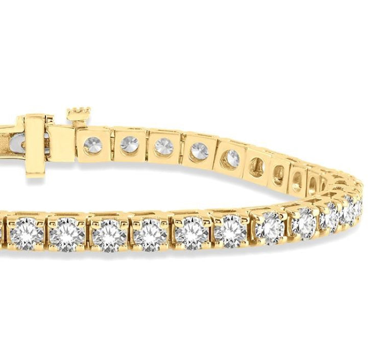 7 Ctw Square Shape Round Cut Diamond Tennis Bracelet in 14K Yellow Gold