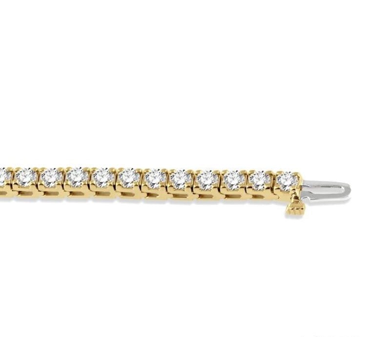 7 Ctw Square Shape Round Cut Diamond Tennis Bracelet in 14K Yellow Gold