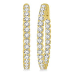 Load image into Gallery viewer, 4 Ctw Inside-Out Round Cut Diamond Oval Shape Hoop Earrings in 14K Yellow Gold