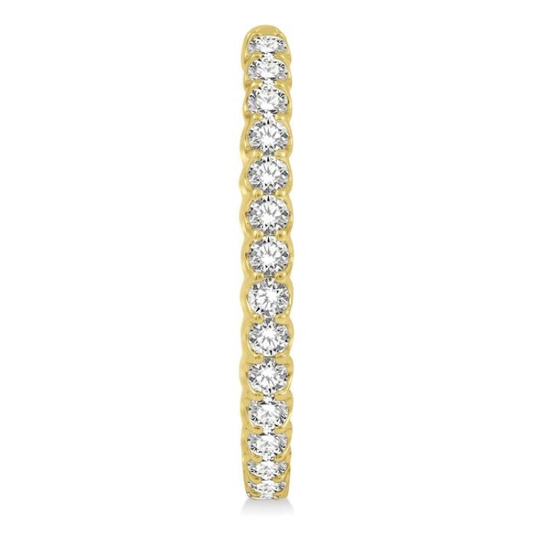 4 Ctw Inside-Out Round Cut Diamond Oval Shape Hoop Earrings in 14K Yellow Gold