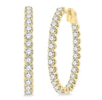 Load image into Gallery viewer, 5 Ctw Inside-Out Round Cut Diamond Oval Shape Hoop Earrings in 14K Yellow Gold