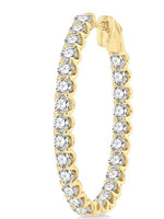 Load image into Gallery viewer, 5 Ctw Inside-Out Round Cut Diamond Oval Shape Hoop Earrings in 14K Yellow Gold