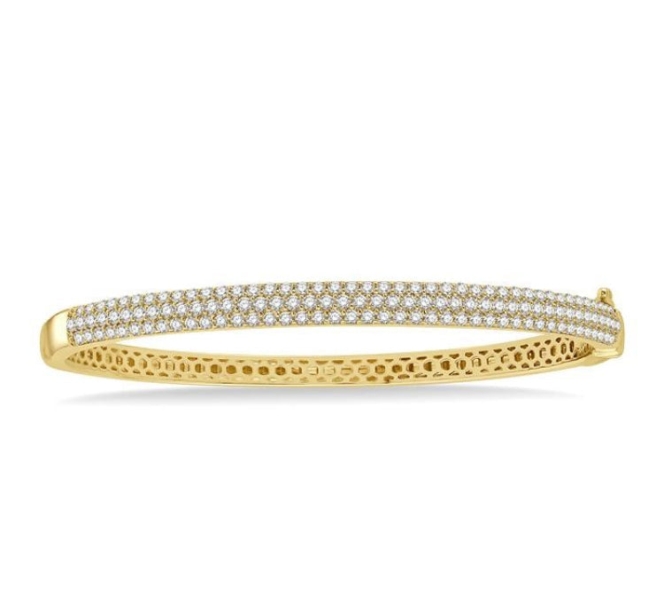 2 Ctw Round Cut Diamond Fashion Bangle in 14K Yellow Gold