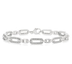 Load image into Gallery viewer, 1/6 Ctw Round Cut Diamond Paperclip Bracelet in Sterling Silver