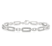 1/6 Ctw Round Cut Diamond Paperclip Bracelet in Sterling Silver