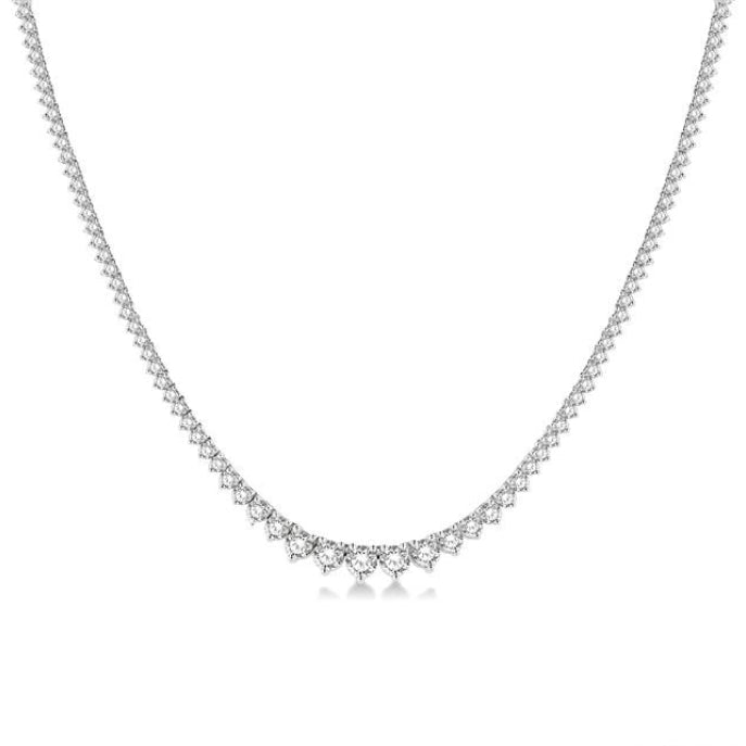 5 Ctw Riviera Round Cut Diamond Necklace in 14K White Gold
