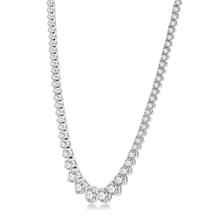 5 Ctw Riviera Round Cut Diamond Necklace in 14K White Gold