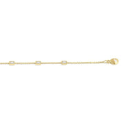 1/4 Ctw Petite Baguette Diamond Station Bracelet in 10K Yellow Gold