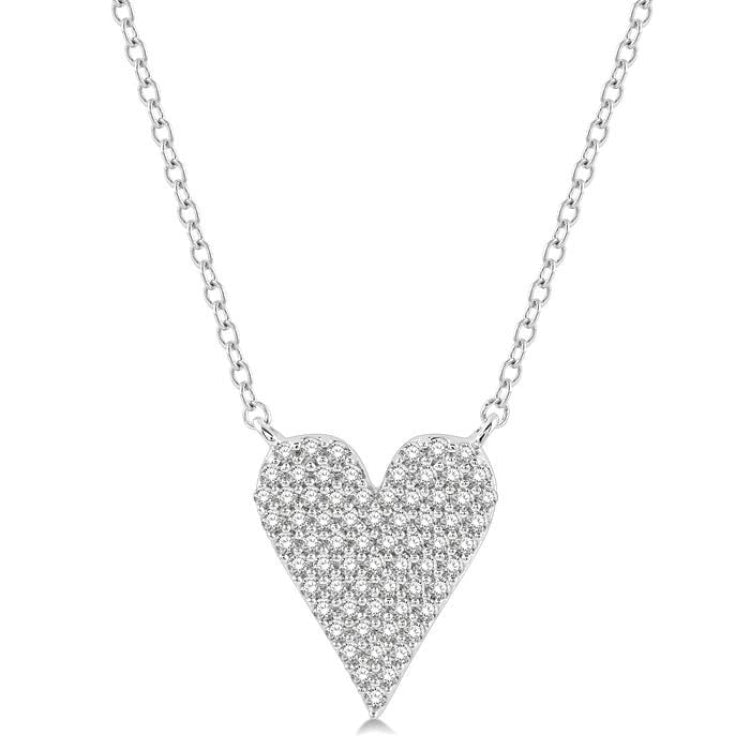 1/4 Ctw Heart Charm Round Cut Diamond Fashion Pendant With Chain in 10K White Gold