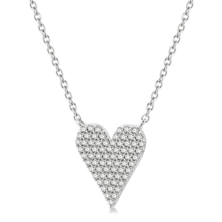 1/4 Ctw Heart Charm Round Cut Diamond Fashion Pendant With Chain in 10K White Gold