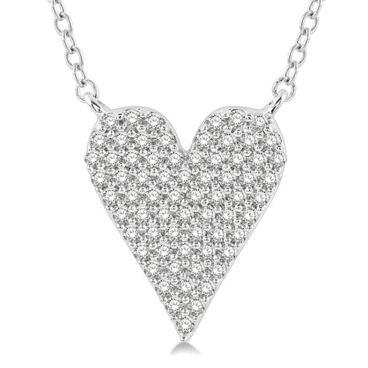 1/4 Ctw Heart Charm Round Cut Diamond Fashion Pendant With Chain in 10K White Gold