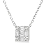 Load image into Gallery viewer, 1/8 Ctw Square Shape Baguette and Round Cut Diamond Petite Fashion Pendant With Chain in 10K White Gold