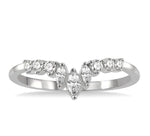 Load image into Gallery viewer, 1/3 Ctw Chevron Marquise and Round Cut Diamond Fashion Ring in 14K White Gold