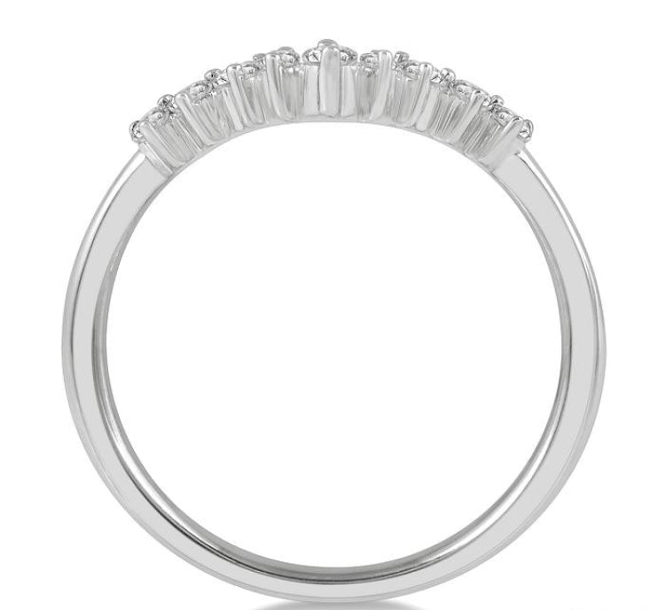 1/3 Ctw Chevron Marquise and Round Cut Diamond Fashion Ring in 14K White Gold