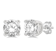 1 Ctw Round Cut Diamond Stud Earring in 14K White Gold