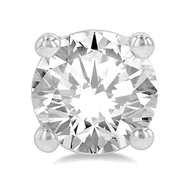 1 Ctw Round Cut Diamond Stud Earring in 14K White Gold
