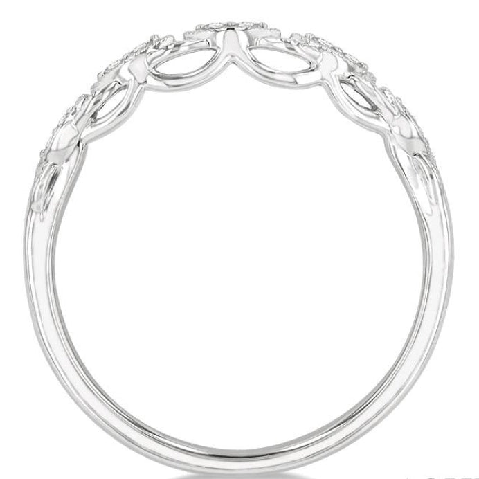 1/10 Ctw Marquise Shape Lattice Round Cut Diamond Wedding Band in 14K White Gold