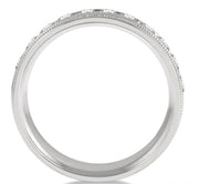 1 Ctw Parallel Milgrain & Niched Center Round Cut Diamond Men's Wedding Band in 14K White Gold